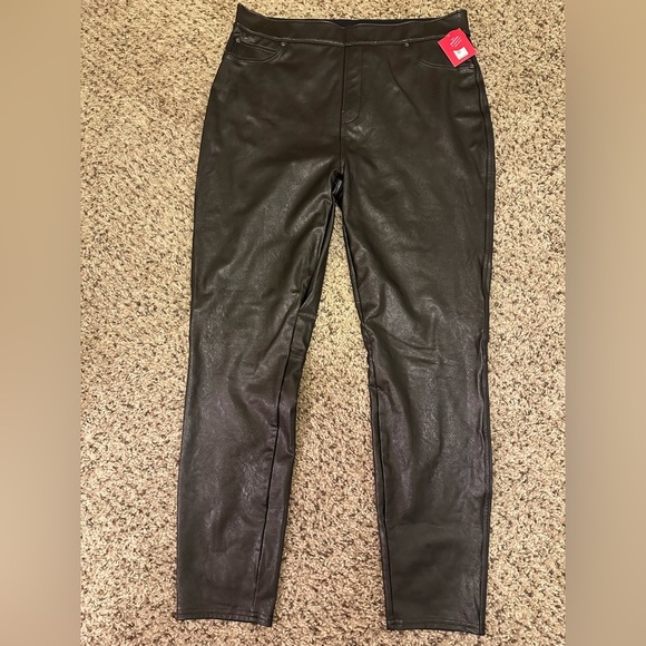 SPANX FAUX LEATHER-LIKE ANKLE SKINNY PANTS 20282R NOIR SIZE XL - Picture 3 of 5